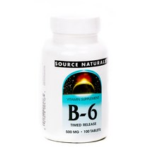 소스내츄럴스 B-6 500mg 타블렛 글루텐 프리 무설탕, 100개입, 1개, 100정
