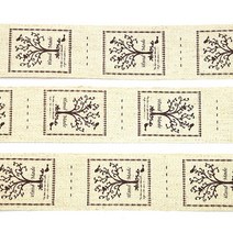 린넨라벨(L-3) 새 나무, 브라운