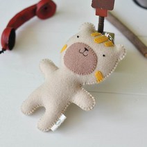 난쟁이똥자루 열쇠고리 만들기 호랑이 펠트 DIY 세트, 1개