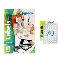 [올바른] 흰색방수라벨 (잉크젯용) -(원형70칸), 70칸, 25매