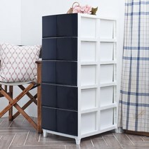 엔플라스틱 체스 서랍장 5단 일반형, 블랙, 1개