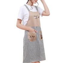 코림 심플 앞치마, 남색 체크, 1개