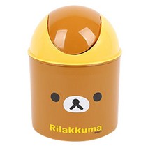 리락쿠마 원통형 스윙 휴지통, 브라운, 1개