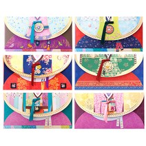 프롬앤투 치마저고리 용돈봉투 6p + 메세지카드 6p + 양면테잎 6p FB220, 혼합 색상, 1세트