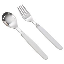 라온누리 아동용 픽미 컬러 베이직 수저세트, 화이트, 숟가락1p + 포크1p