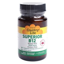 컨트리라이프 슈페리어 B12 3000mcg 서브링걸 로젠지, 50개입, 1개