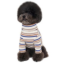 베니즈 개니클로 반려동물 터틀넥 스트라이프 긴팔 티셔츠, 브라운네이비