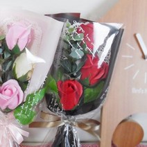 블랙앤화이트 비누꽃 미니장미꽃다발, 레드