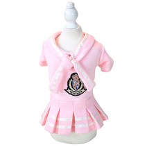 이코디 고양이 & 강아지 해군 유니폼 원피스, 핑크