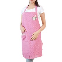 이코디 리본 베어 도트 앞치마, 핑크, 1개