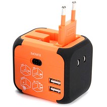 코지 솔리드 USB 2포트 여행용 아답터 오렌지, 1개