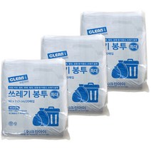 크린아이 배접 쓰레기 봉투 특대 블랙 20매, 100L, 3개