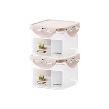 락앤락 항균 스테커블 밀폐용기 정사각 핑크 680ml, 2개입, 단품