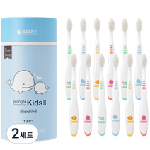 왕타 아쿠아월드 어린이칫솔 2호 4칼라 12p, 혼합색상, 2세트