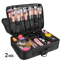 메이크업 출장가방 34.5 x 24 x 11 cm + 속눈썹 브러쉬 50p 세트, 블랙(가방), 랜덤발송(속눈썹 브러쉬), 2세트
