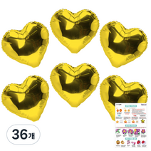 리빙다 하트 은박풍선 35cm, 골드, 36개