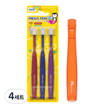 메가텐 키즈 360 어린이 유아칫솔 3단계 3P + 케이스세트, 혼합색상, 4세트