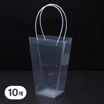 미화부장 PVC 비닐 꽃다발 화분 식물 선물 케이크 포장 투명 긴 대형 쇼핑백, 02 사다리꼴 중, 10개