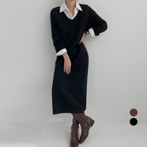 바블링브룩 여성용 어바웃 브이넥 니트 롱 원피스