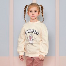 월튼키즈 아동용 캠핑 베어 기모 티셔츠