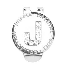 퍼피아 골프 스와로브스키 이니셜 볼 마커 자석 클립 세트, 크리스털 J