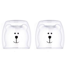 갈랑트리 홈카페 곰컵 투명 이중 유리컵, 2개