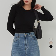 캐럿 여성용 라운드넥 골지 데일리 니트
