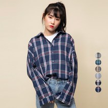 캐럿 여성 루즈핏 체크 플란넬 셔츠