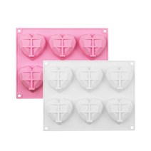 각진하트 6구 타블렛 실리콘몰드 2p, 색상 랜덤