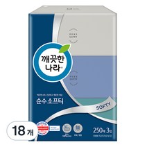 깨끗한나라 순수 소프티 각티슈 250p, 250매, 18개
