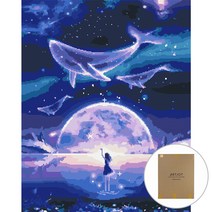 아트조이 DIY 보석십자수 캔버스형 꿈꾸는 고래 60 x 75 cm, 혼합색상, 1개