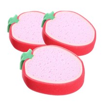 차이나다 과일 모양 스펀지 수세미 딸기 세트, 3개, 1개입