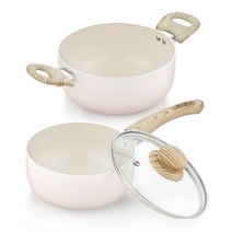 퀸센스 로제 핑크 냄비 2종 세트 인덕션 IH, 베이비핑크, 편수냄비 16cm + 양수냄비 20cm
