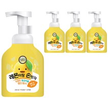 해피바스 레몬이랑 손씻자 버블 핸드워시 옐로우, 4개, 250ml