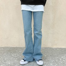 여성용 롱크 부츠컷 데님 팬츠