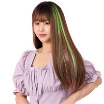 가발위드 투톤 스트레이트 컬러 헤어피스 5p + 트윙클 붙임머리 세트, 그린형광(피스), 랜덤발송(트윙클 붙임머리), 1세트