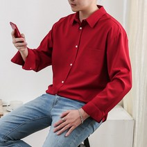 단군 남성용 구김제로 무지 셔츠