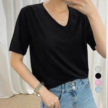 마이시즌 여성용 메리드 브이넥 반팔 티셔츠