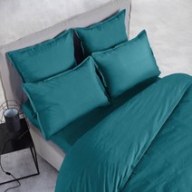 라흐두뜨 심플 컬러 러플 포플린 순면 이불 커버 F662442, emerald green