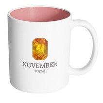 핸드팩토리 탄생석 11월 머그컵, 내부 파스텔 핑크, 1개