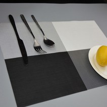 블럭마트 식탁매트 모던 4p, 블랙, 30 x 45 cm