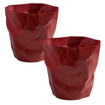 리버그린 구김 디자인 인테리어 휴지통, 레드, 2개입