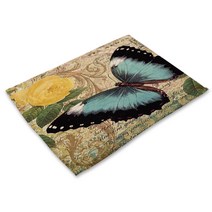 이코디 나비 일러스트 테이블 매트, D, 42 x 32 cm