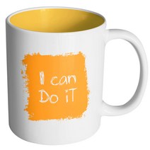 핸드팩토리 빈티지 페인트 아이캔두 머그컵, 내부 옐로우, 1개