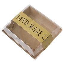 황씨네도시락 크라프트샌드 정사각 일회용 도시락 용기 + 뚜껑 + 크라프트띠지, 10개입, 1세트