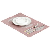 리빙조이 파스텔 리프 테이블매트 2p, 핑크, 45 x 30 cm