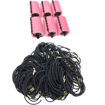 루머스 스폰지 롤링 그루프 헤어롤 라지 HU042 6p + 슬림 머리끈 블랙 HU095 100p, 혼합 색상, 1세트