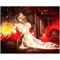 헬로페인팅 DIY 그림그리기 캔버스도면 따뜻한기다림, 혼합 색상