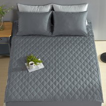 보드래 순면 데일리 누빔 침대패드, 차콜 그레이
