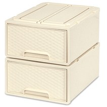 모아시스템즈 라탄 와이드 플라스틱 서랍장 중형 분리형, 아이보리, 2개